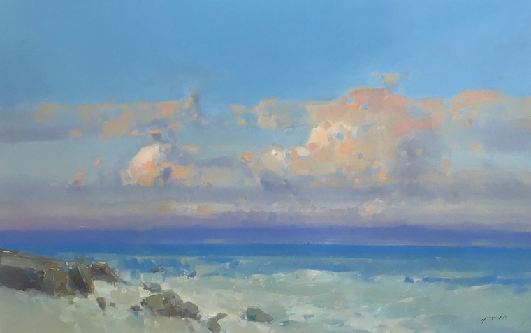 Sunset on Ocean, Original oil Painting, Handmade artwork, One of a Kind                                     